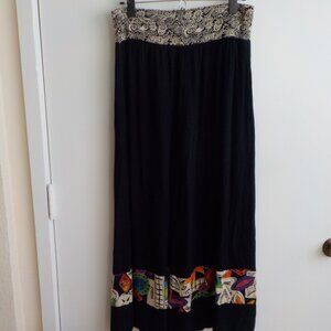 Laura Kieffer - Skirt - Black with Color - Size 12 - Vintage (423)
